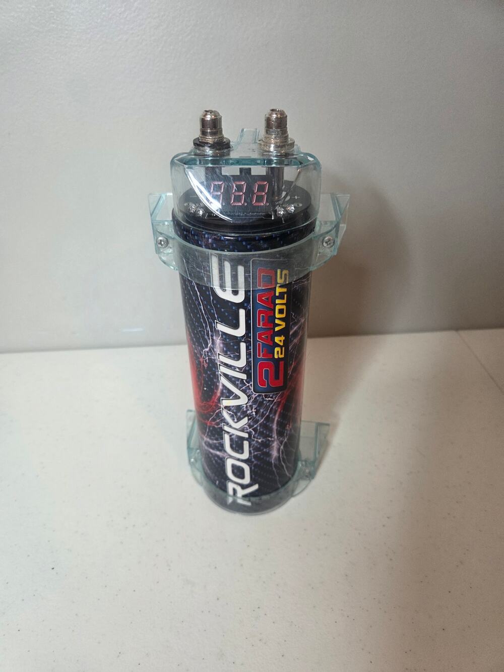 Rockville RXCD 2Farad 24V Powered Capacitor Car Audio Stiffening Cap LED Display
